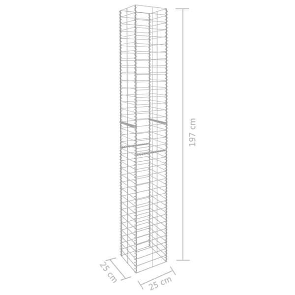 vidaXL gabionkurve 3 stk. 25 x 25 x 197 cm galvaniseret stål