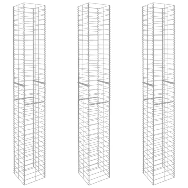 vidaXL gabionkurve 3 stk. 25 x 25 x 197 cm galvaniseret stål