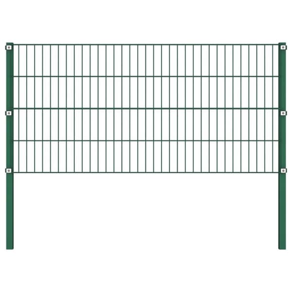 vidaXL Gjerdepanel med stolper jern 1,7x0,8 m grønn