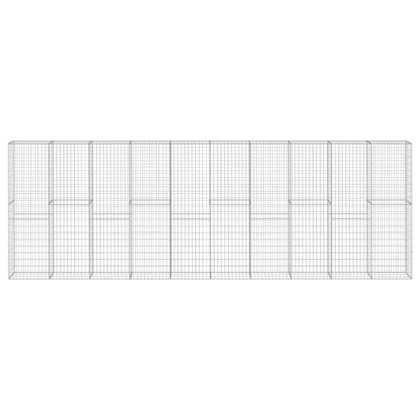 vidaXL gabionvæg med dæksler galvaniseret stål 600 x 30 x 200 cm