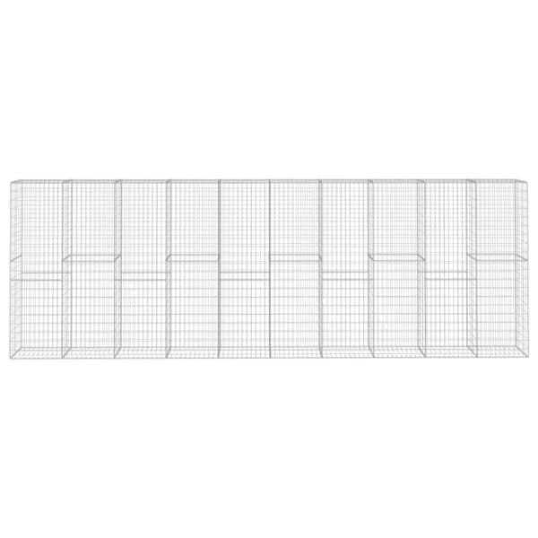 vidaXL gabionvæg med dæksler galvaniseret stål 600 x 50 x 200 cm