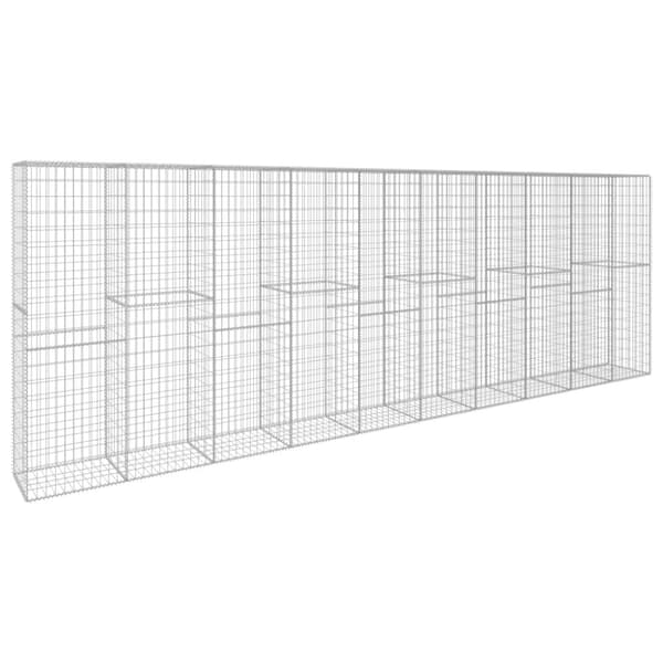 vidaXL gabionvæg med dæksler galvaniseret stål 600 x 50 x 200 cm
