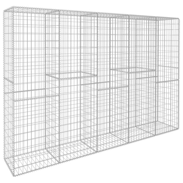 vidaXL gabionvæg med dæksler galvaniseret stål 300 x 50 x 200 cm