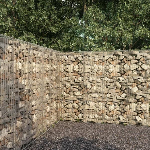 vidaXL gabionvæg med dæksler galvaniseret stål 300 x 50 x 200 cm