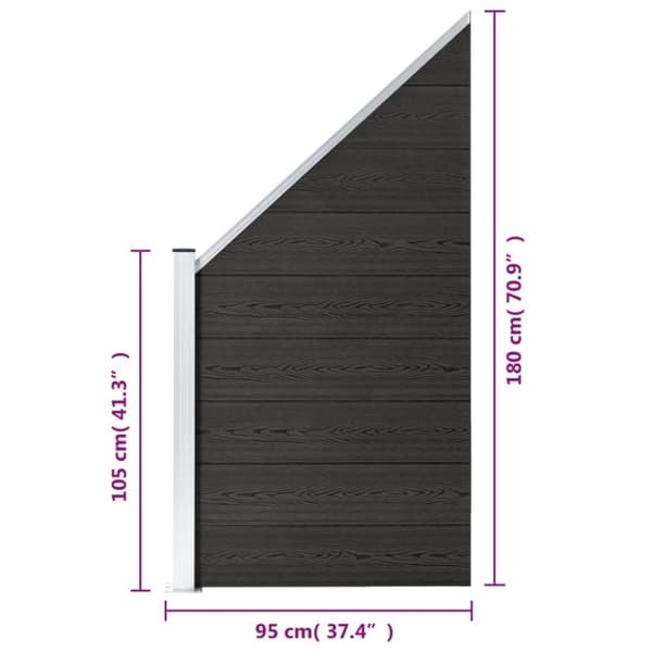 vidaXL hegnspanel 95x(105-180) cm WPC grå