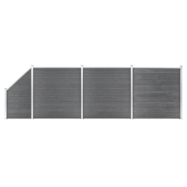 vidaXL Gjerdesett WPC 3 firkantet + 1 slisset 619x186 cm grå