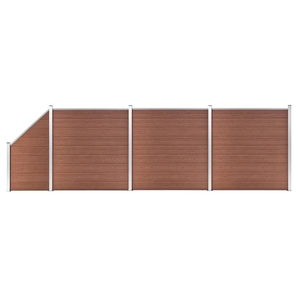 vidaXL hegnssæt 3 firkantede + 1 skrå 619 x 186 WPC brun