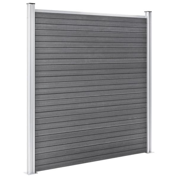 vidaXL Gjerdesett WPC 2 firkantet + 1 slisset 446x186 cm grå