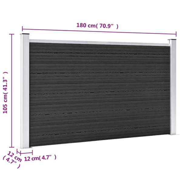 vidaXL havehegn 180 x 105 cm WPC grå
