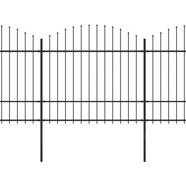 vidaXL Puutarha-aita keihäskärjillä teräs (1,5-1,75)x5,1 m musta