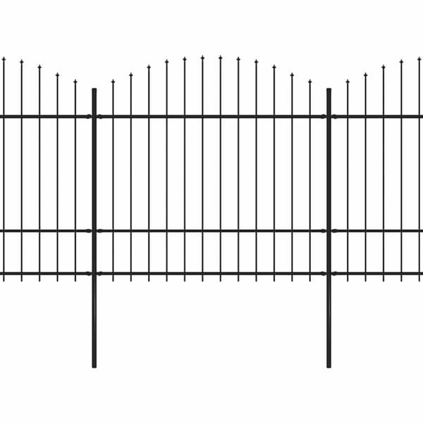 vidaXL Hagegjerde med spydtopp stål (1,5-1,75)x5,1 m svart