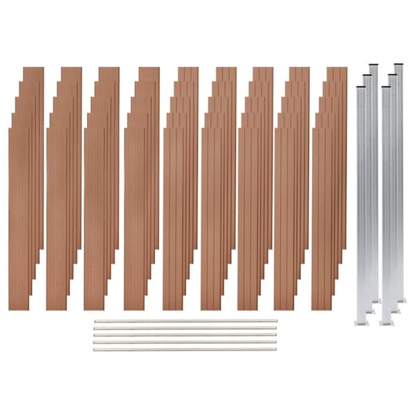 vidaXL Gjerdesett WPC 5 paneler firkantet 872x187 cm brun
