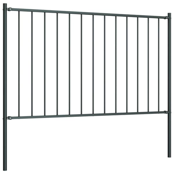 vidaXL Staketpanel med stolpar pulverlackerat stål 1,7x0,75 m antracit