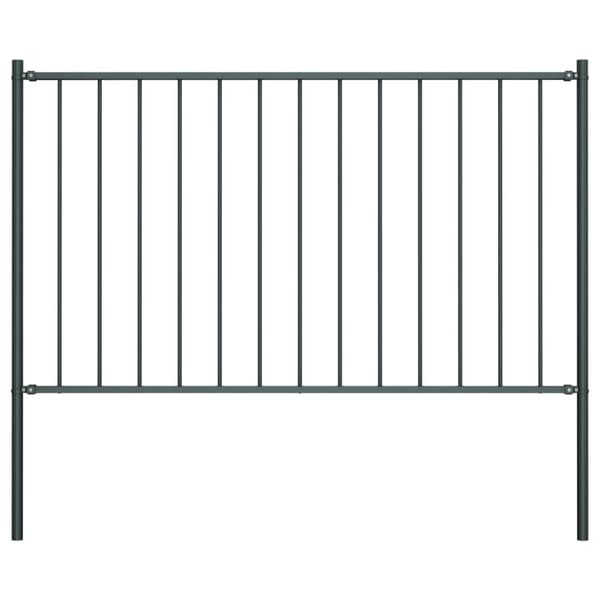 vidaXL Staketpanel med stolpar pulverlackerat stål 1,7x0,75 m antracit