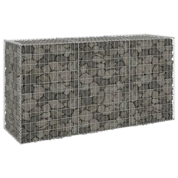 vidaXL gabionvæg med dæksler 200x60x100 cm galvaniseret stål