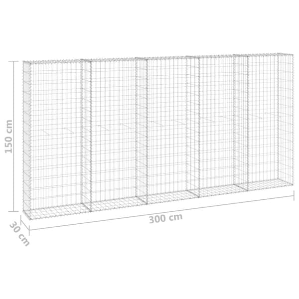 vidaXL Gabionmur galvaniserat stål 300x30x150 cm