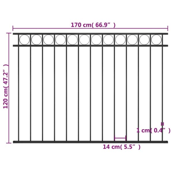 vidaXL Gjerdepanel stål 1,7x1,2 m svart