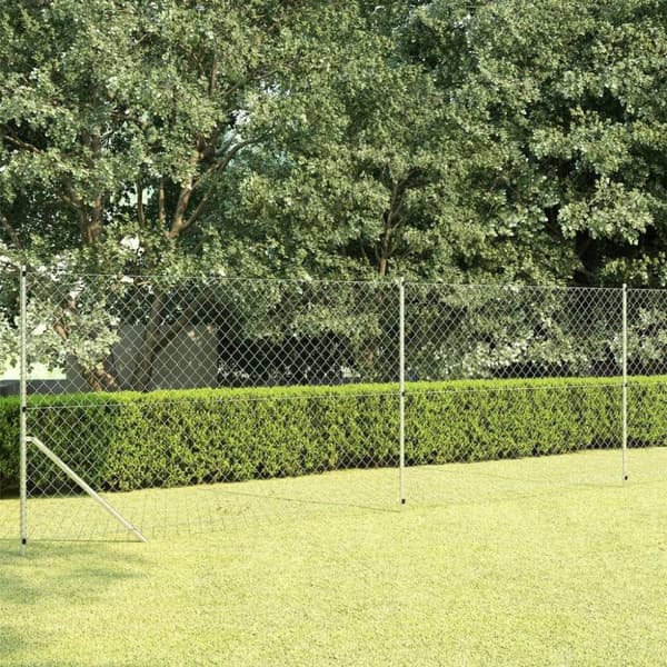 vidaXL Verkkoaita tolpilla galvanoitu teräs 15x1,5 m hopea