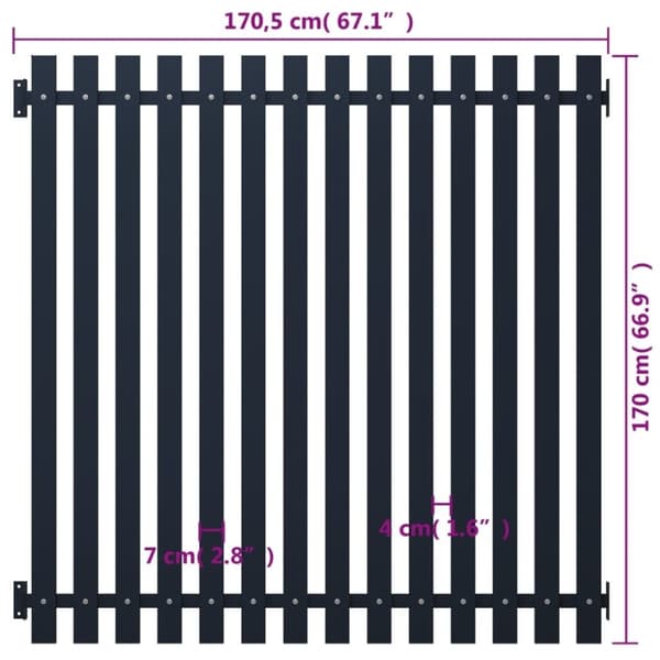 vidaXL Gjerdepanel antrasitt 170,5x170 cm pulverlakkert stål