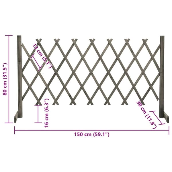 vidaXL espalier til haven 150x80 cm massivt fyrretræ grå