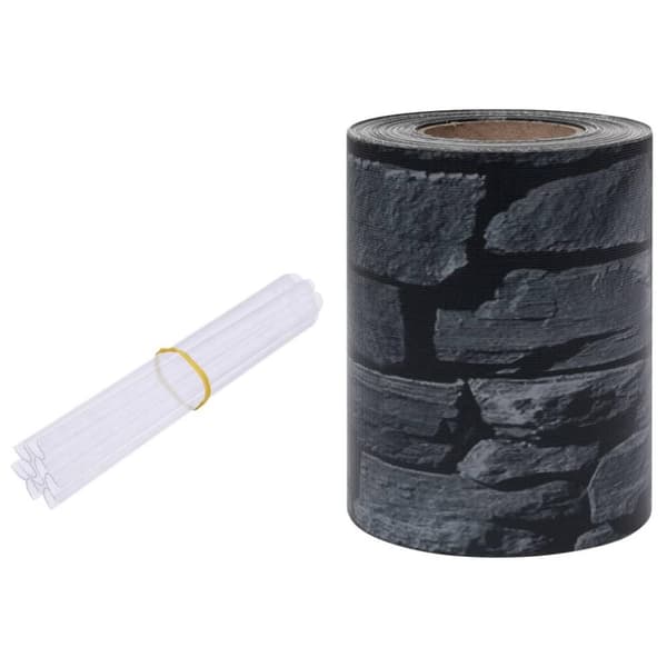 vidaXL haveskærm 35x0,19 m PVC stenlook grå