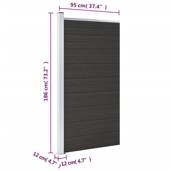 vidaXL Gjerdepanel WPC 95x186 cm svart
