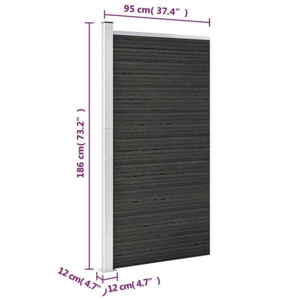 vidaXL Gjerdepanel WPC 95x186 cm grå