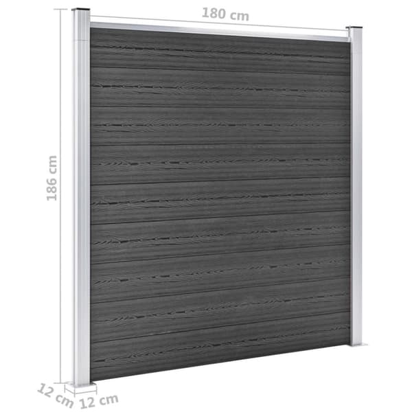 vidaXL hegnspanelsæt 526x186 cm WPC sort