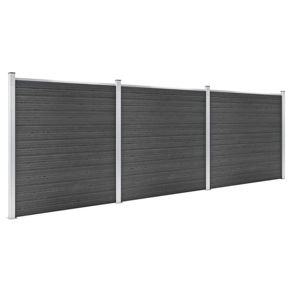 vidaXL hegnspanelsæt 526x186 cm WPC sort