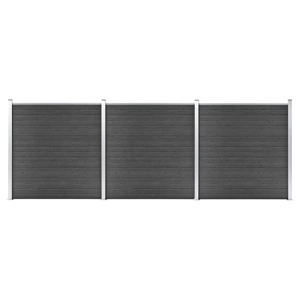 vidaXL hegnspanelsæt 526x186 cm WPC sort