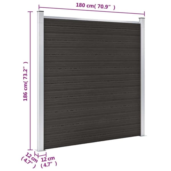 vidaXL hegnspanel 180x186 cm WPC sort