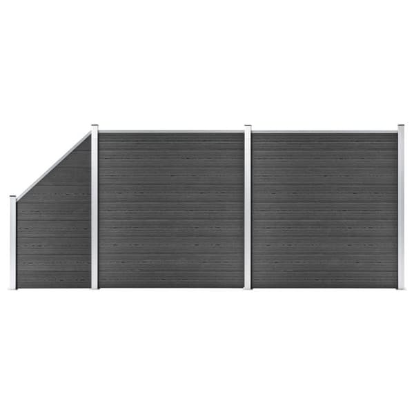 vidaXL Gjerdepanelsett WPC 446x(105-186) cm svart