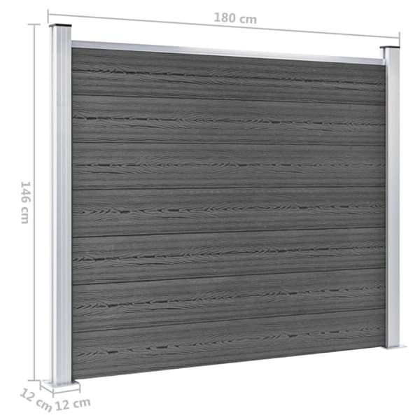 vidaXL Gjerdepanelsett WPC 699x146 cm svart