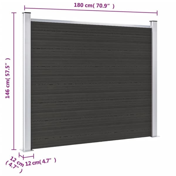 vidaXL Aitapaneeli WPC 180x146 cm musta