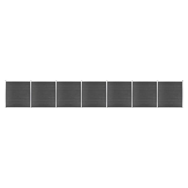 vidaXL hegnspanelsæt 1218x186 cm WPC sort