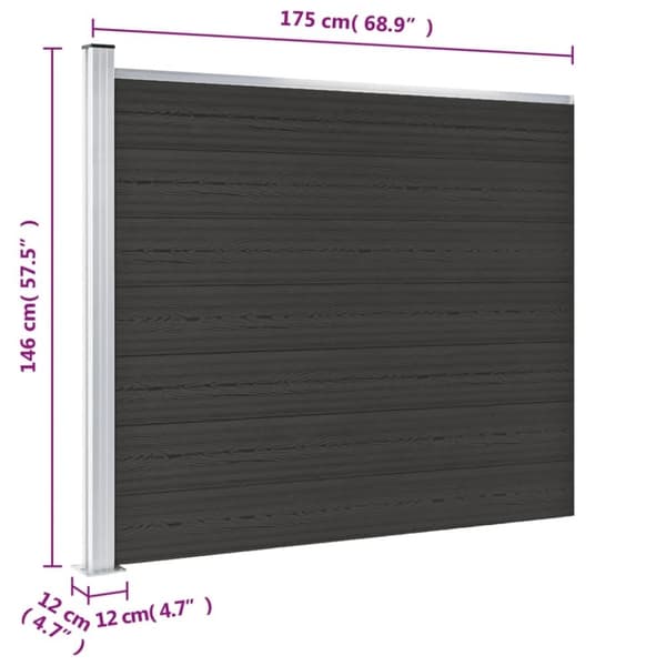 vidaXL Aitapaneeli WPC 175x146 cm musta