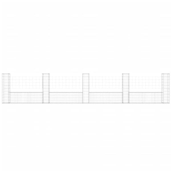 vidaXL Gabionkurv u-formet med 5 stolper jern 500x20x100 cm