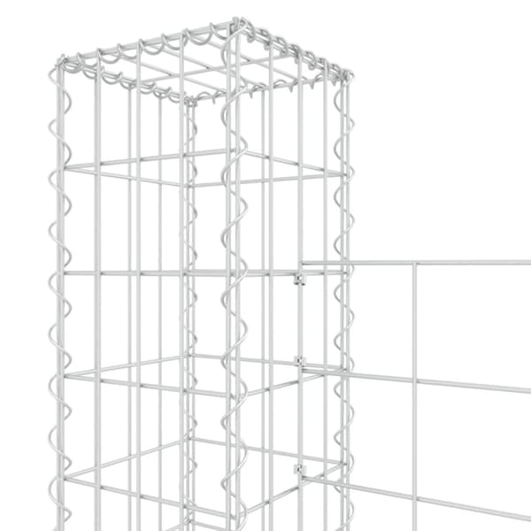 vidaXL gabionkurv med 4 stolper 380x20x150 cm U-facon jern