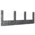Miniatyrbillede 1 af 6: vidaXL gabionkurv med 4 stolper 380x20x150 cm U-facon jern