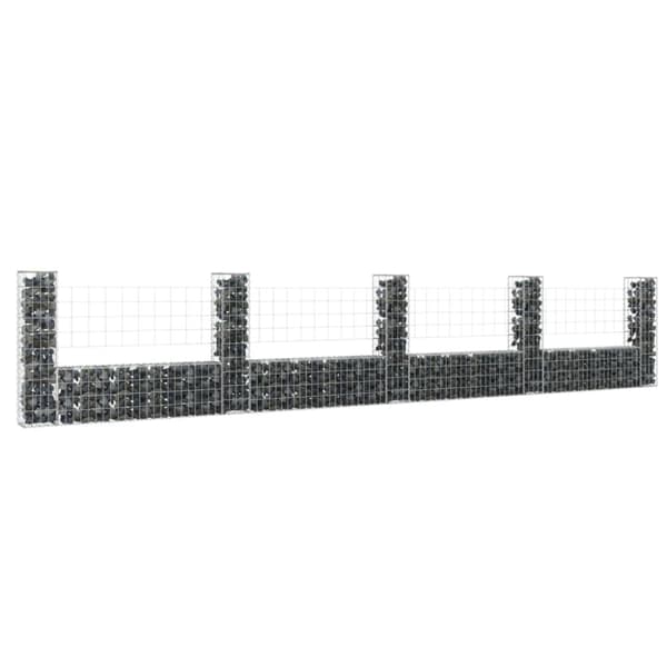 vidaXL gabionkurv med 5 stolper 500x20x100 cm U-facon jern