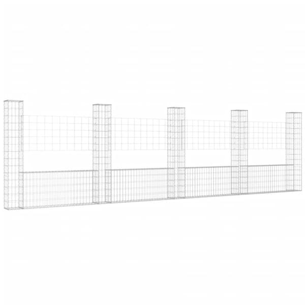 vidaXL U-muotoiset kivikorit 5 pylväällä rauta 500x20x150 cm