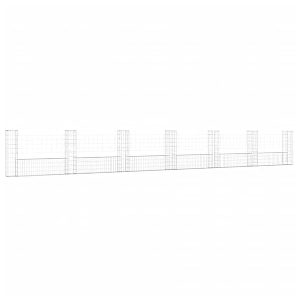 vidaXL U-muotoiset kivikorit 7 pylväällä rauta 740x20x100 cm
