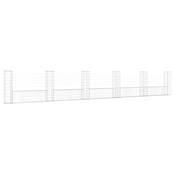 vidaXL U-muotoiset kivikorit 6 pylväällä rauta 620x20x100 cm