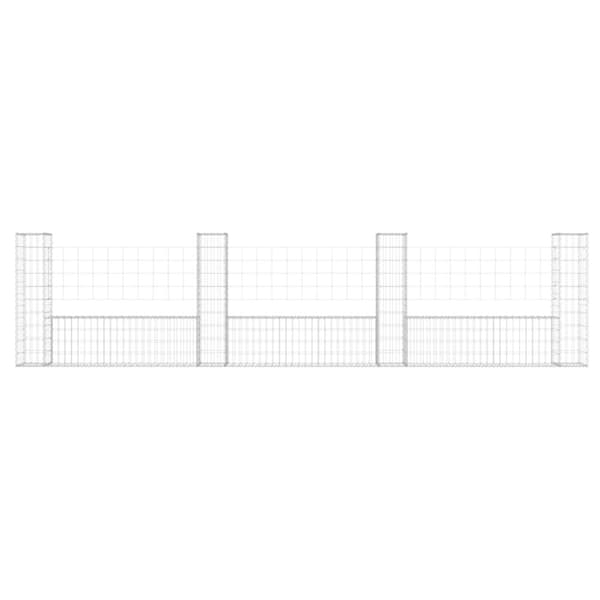 vidaXL gabionkurv med 4 stolper 380x20x100 cm U-facon jern