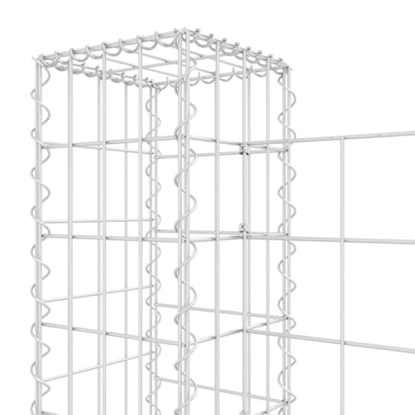 vidaXL gabionkurv med 4 stolper 380x20x100 cm U-facon jern