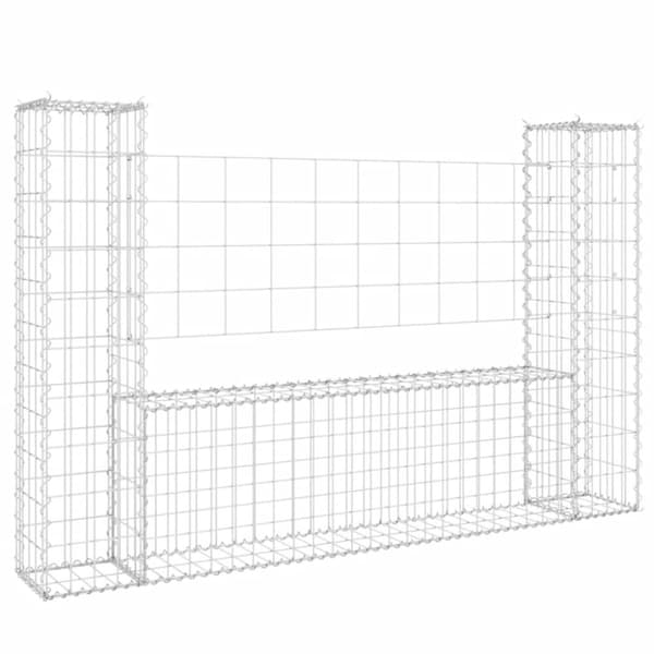 vidaXL U-muotoiset kivikorit 2 pylväällä rauta 140x20x100 cm