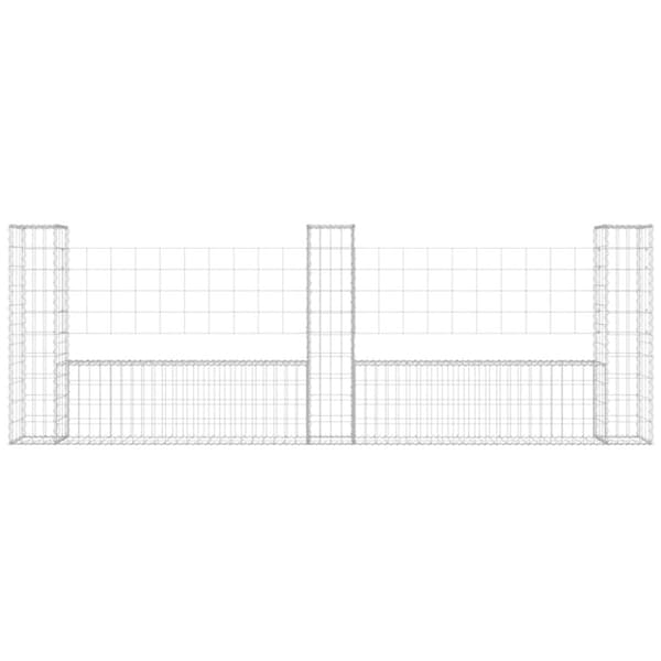 vidaXL gabionkurv med 3 stolper 260x20x100 cm U-facon jern
