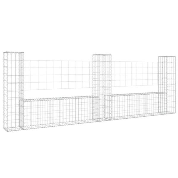 vidaXL gabionkurv med 3 stolper 260x20x100 cm U-facon jern