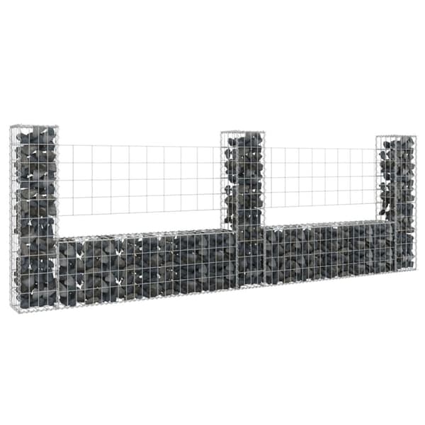 vidaXL gabionkurv med 3 stolper 260x20x100 cm U-facon jern