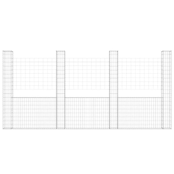 vidaXL U-muotoiset kivikorit 4 pylväällä rauta 380x20x200 cm